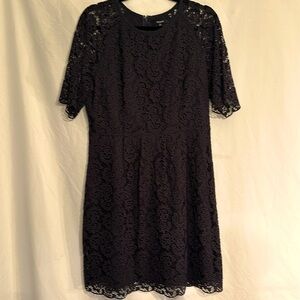 Ladies size 12 Madewell short sleeve navy colored lace dress